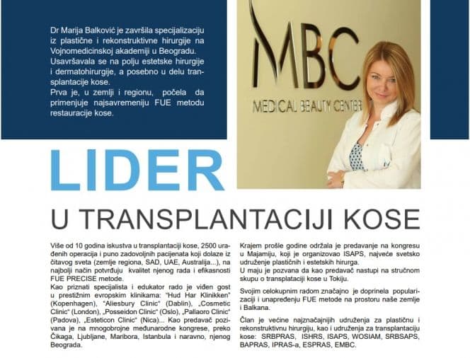 MBC Clinic and Dr. Marija Balković – Leader in Hair Transplantation